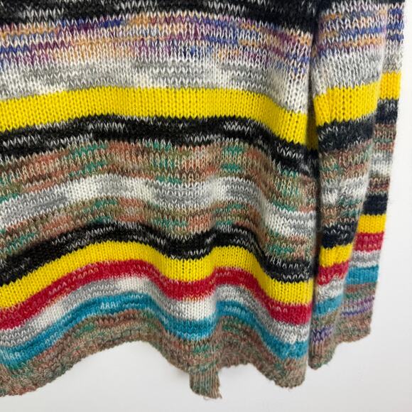 Misslook Womens Multi Stripe Open Front Yellow/Grey/Red Knit Sweater Cardigan - Picture 8 of 10